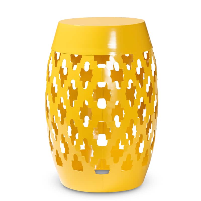 Branson Modern and Contemporary Metal Outdoor Side Table - yellow
