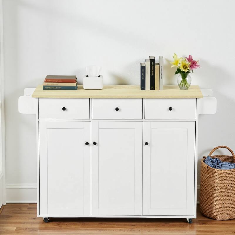Homy Casa Mobile Work Cabinet with Drawers and Rolling Storage, White