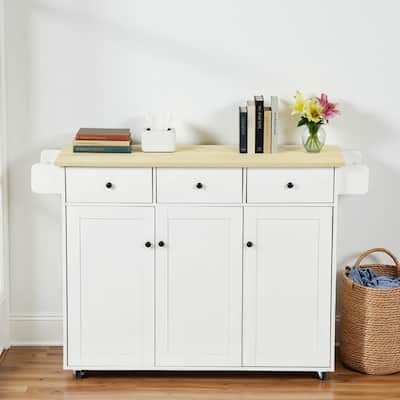 Homy Casa Mobile Work Cabinet with Drawers and Rolling Storage, White