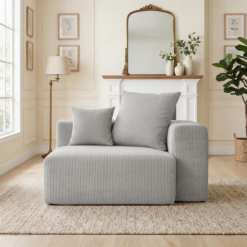 51"W Oversized Modular No Assembly Corduroy Accent Corner Chair