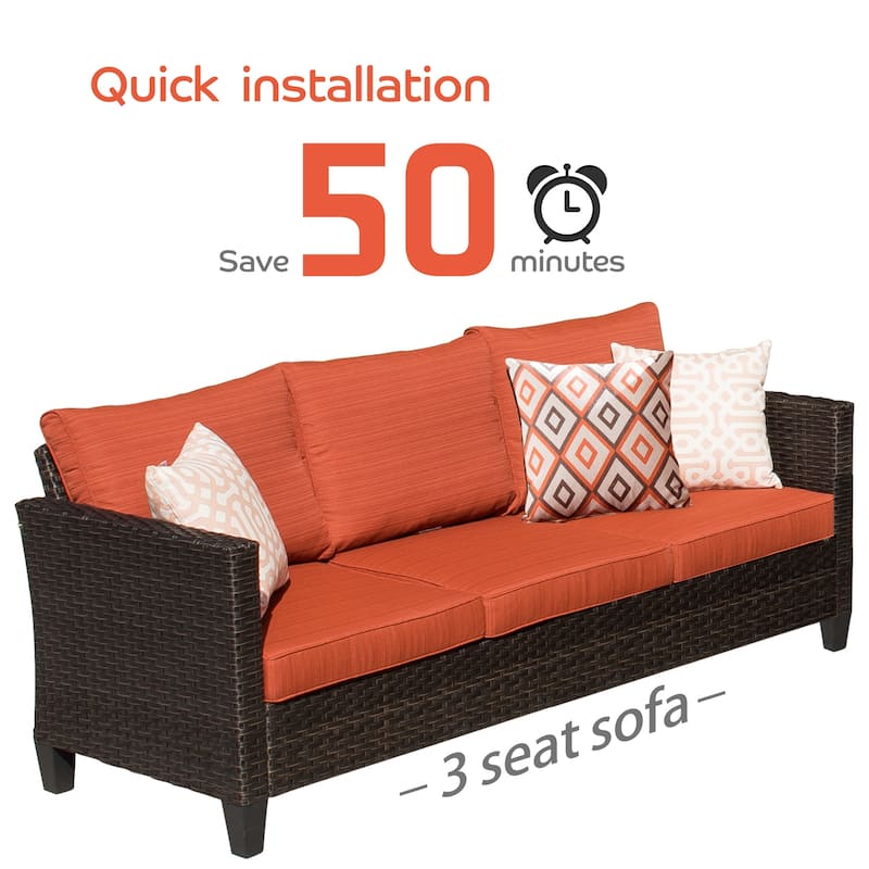 OVIOS Patio Furniture Wicker 5-piece Outdoor High-back Sectional Set