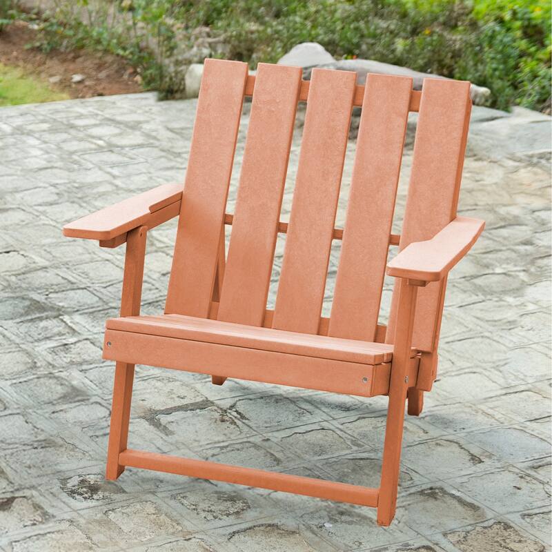 Amalfi Fully Assembled All-Weather HDPE Outdoor Folding Modern Adirondack Chair - Teak