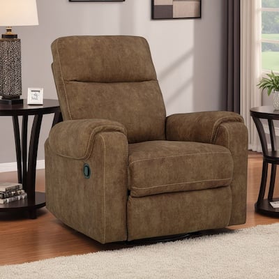 Woli Manual Rocker Recliner Chair, 39 Inch Classic Brown Faux Leather
