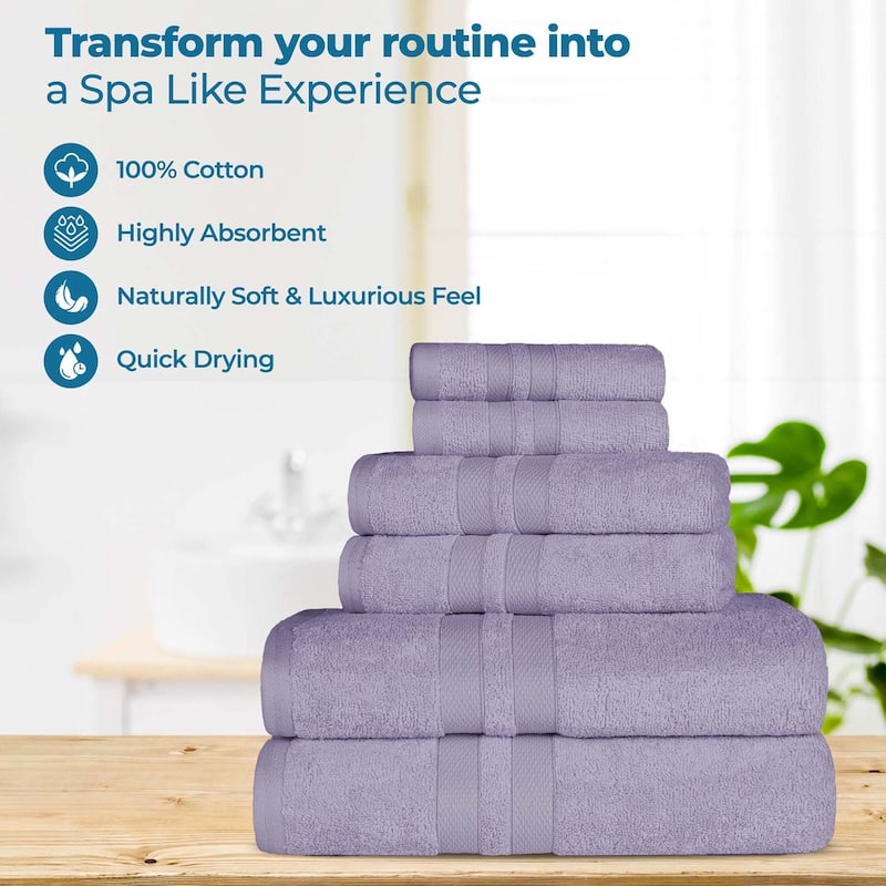 Superior Ultra-Soft Cotton Solid Medium Weight Bath Towel Set of 2