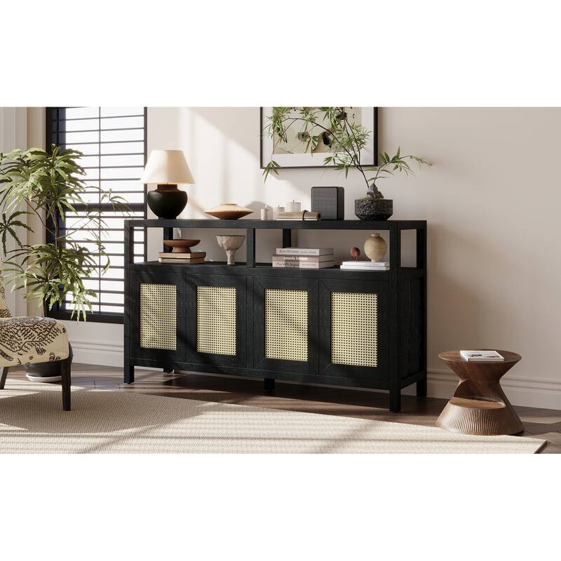 Bohemian Style Rattan Buffet Storage Cabinet