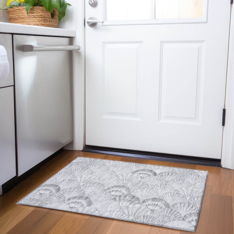 Premium Washable Super Soft Coastal Seashell Mayfield Rug - Gray - 1' 8" x 2' 6" - Rectangle