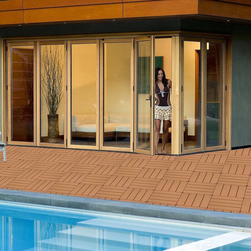 Plastic Interlocking Deck Tiles, 12.00"x12.00"(Pack of 44), Patio Flooring Outdoor Waterproof All Weather Use for Garden