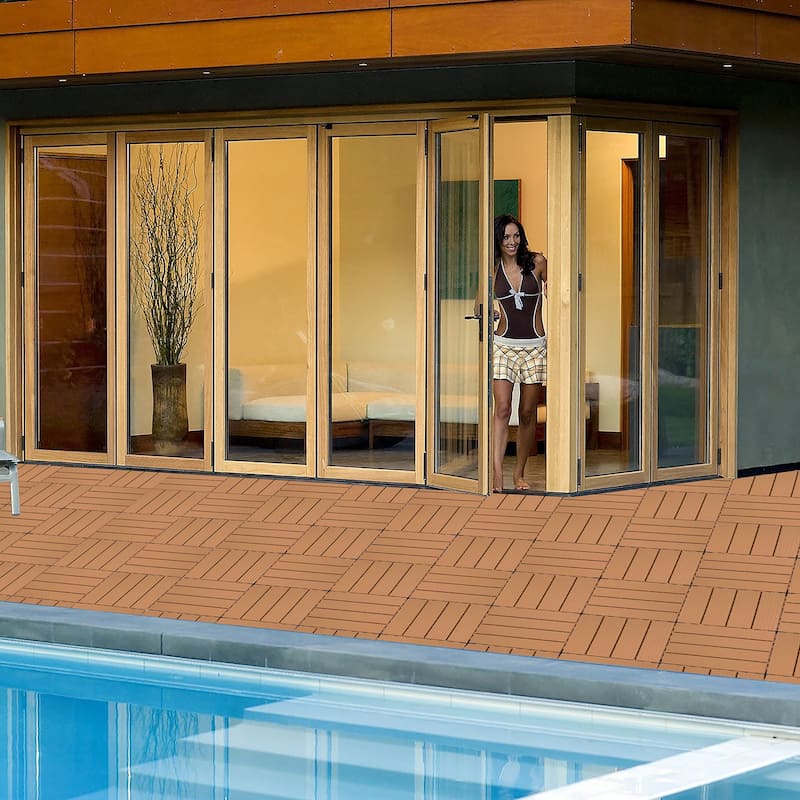 Plastic Interlocking Deck Tiles, 12.00"x12.00"(Pack of 44), Patio Flooring Outdoor Waterproof All Weather Use