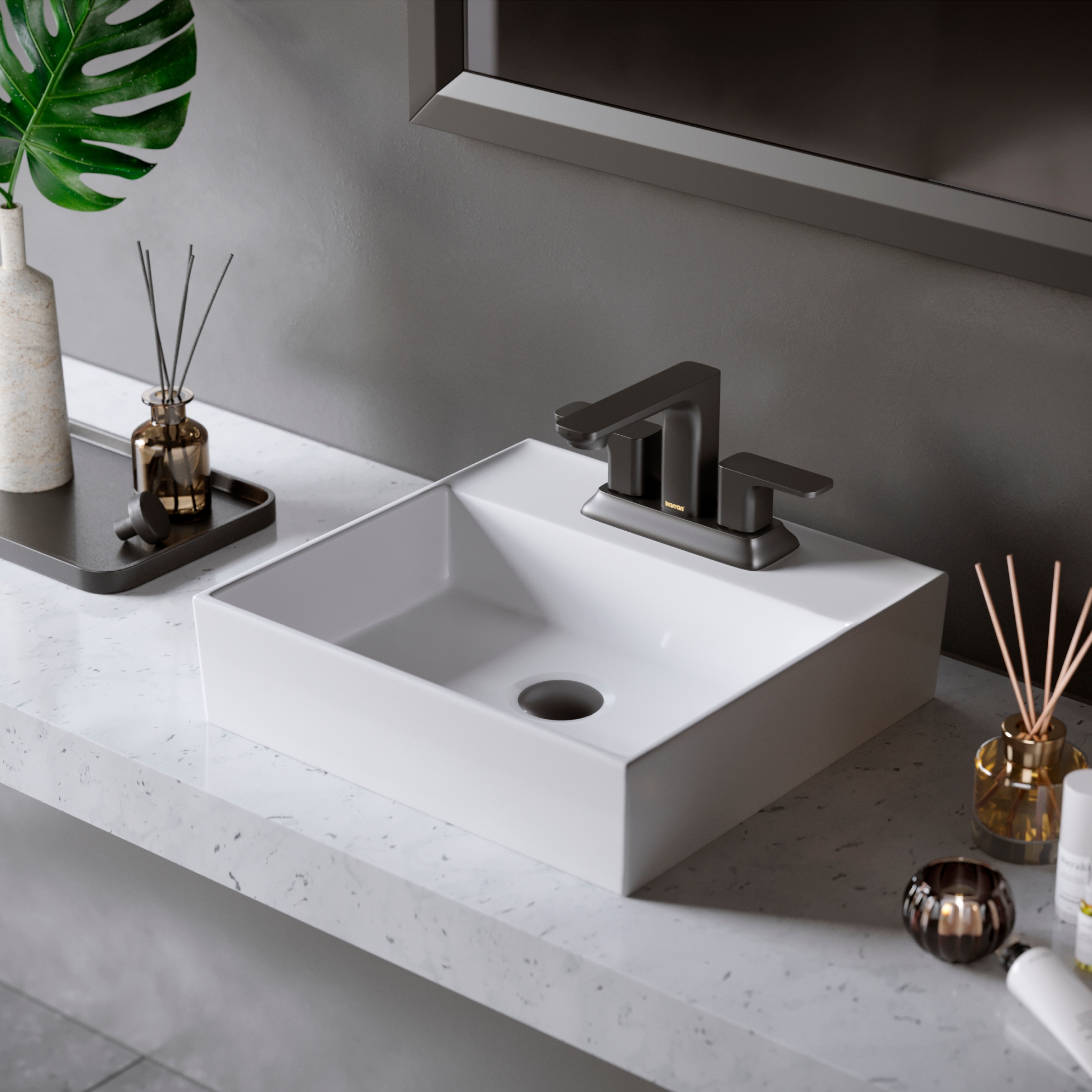 Karran Venda KBF516 2-Handle Two Hole Centerset Faucet Bathroom Faucet with Matching Pop-up Drain