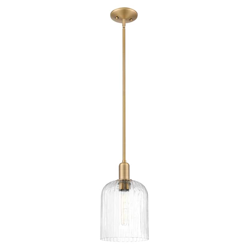 Innovations Lighting Endless Possibilities Arcadia - Bridal Veil - 1 Light 8" Stem Hung Mini Pendant - Brushed Brass/Clear Shade