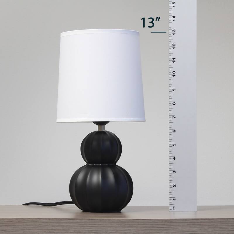 Stacked Double Gourd Ceramic Table Lamp with Tapered Shade - 12.5" - Black