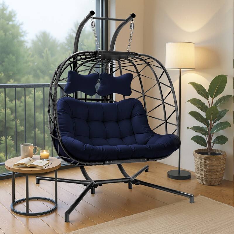 FINCATI Indoor Double Egg Chair, 700 lbs Extra-large 2 Person Double Egg Chair, Cozy Swing Chair, Oversized Hanging Egg Chair