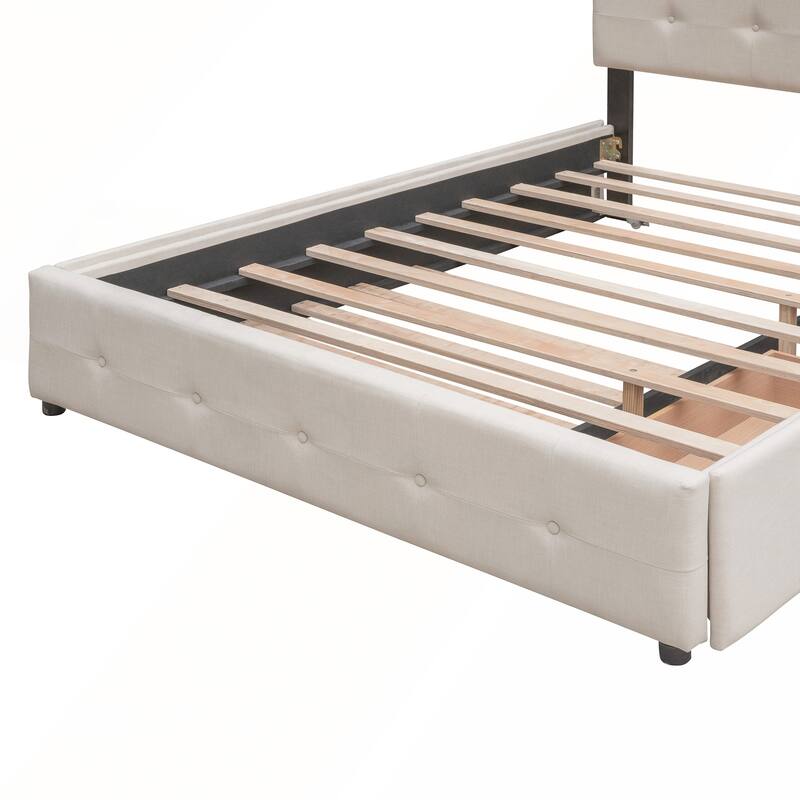 Upholstered Platform Bed with 2 Drawers and 1 Twin XL Trundle