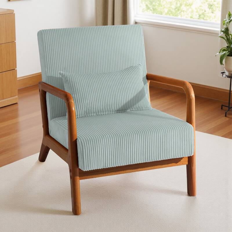 Mid-Century Upholstered Accent Chair with Wood Frame