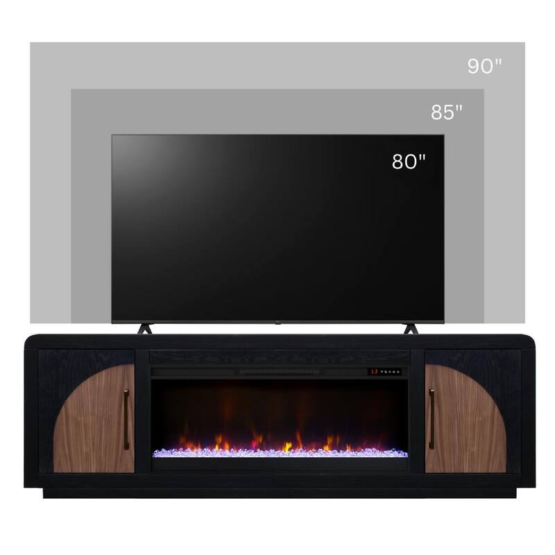Bridgevine Home Eclipse 82 inch Fireplace TV Stand, for TVs up to 90 inches, Two-Tone Finish