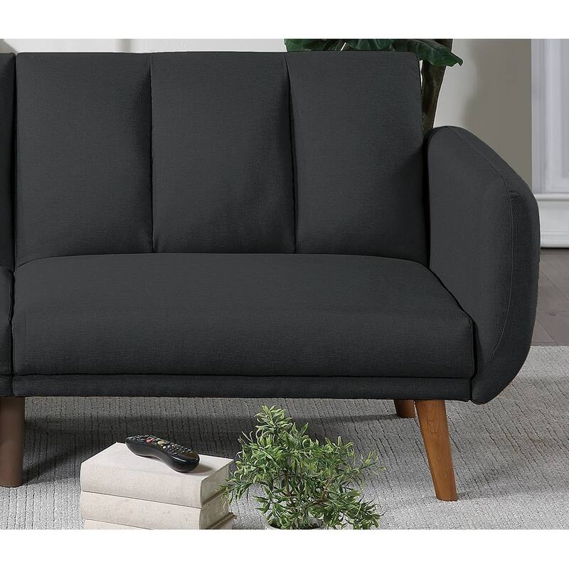 Elegant Modern Sofa Polyfiber Sofa Convertible Bed Wooden Legs