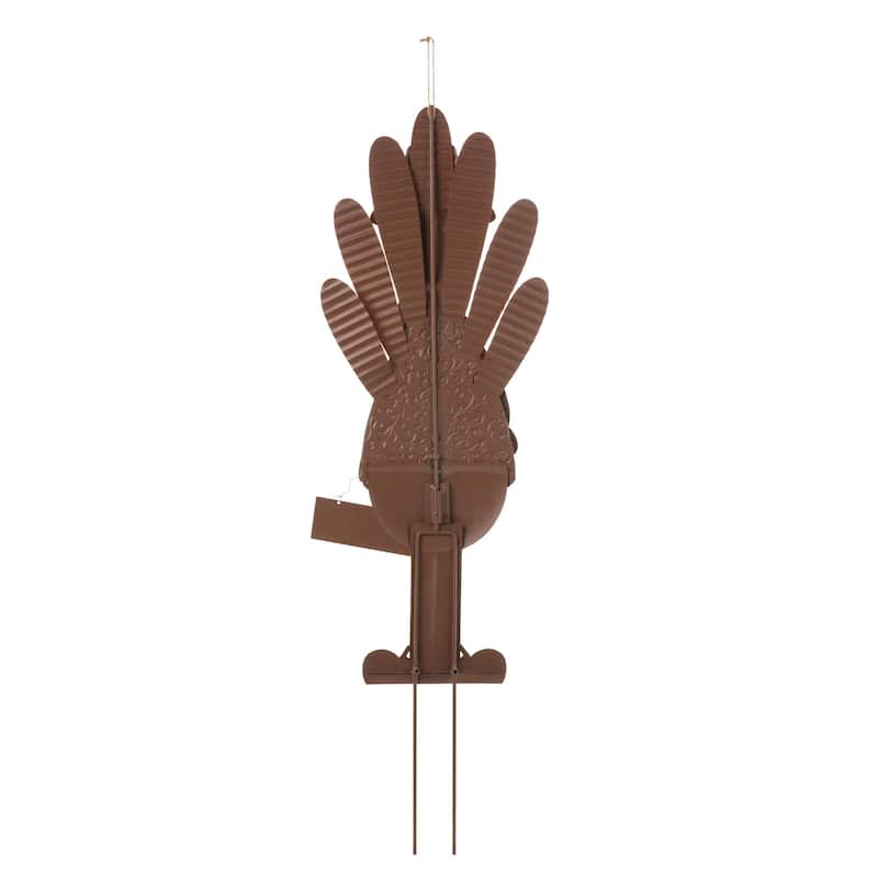 Glitzhome 36"H Thanksgiving Metal Turkey Yard Stake Wall Decor (3 Functions)