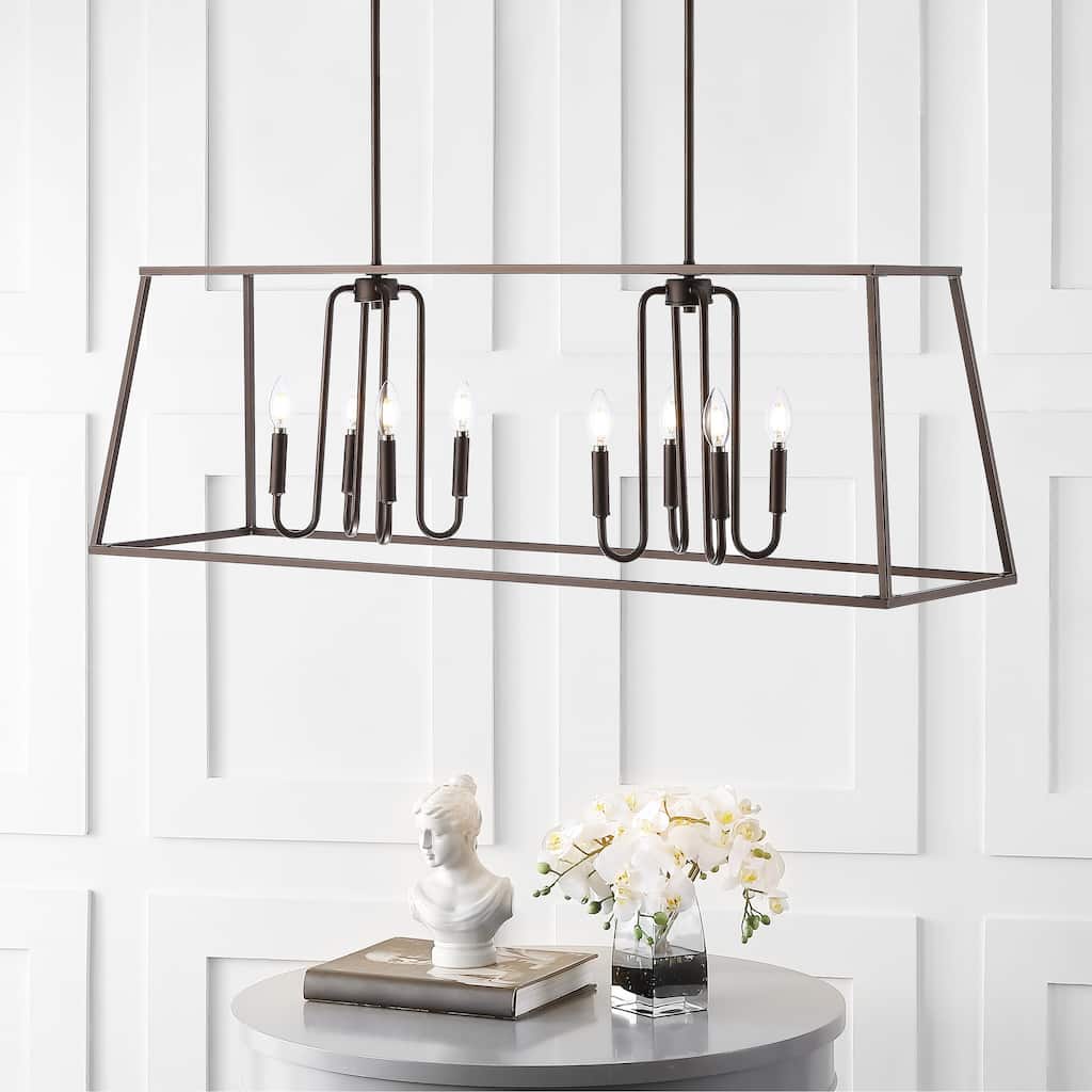SAFAVIEH Lighting Nural 8-light Pendant - 49"x14"x24-54" - Oil Rubbed Bronze (Black) - 49Wx14Dx54H