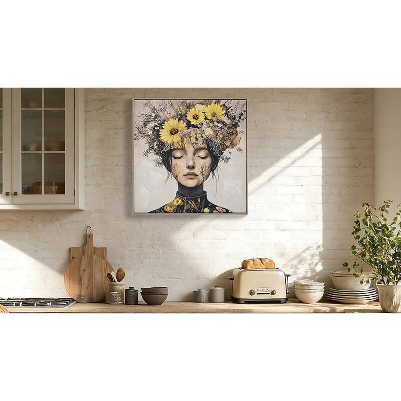 Beauty Posters Beauty lady Wall Art Gold and White Floral Canvas Artwork for Living Room Modern Photo Prints for Home