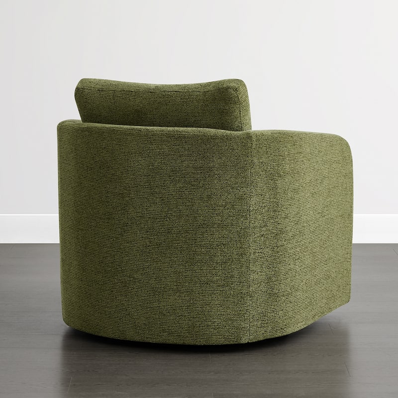 Spruce & Spring Modern Upholstered Swivel Barrel Accent Chair with Ottoman & Removable Slipcover