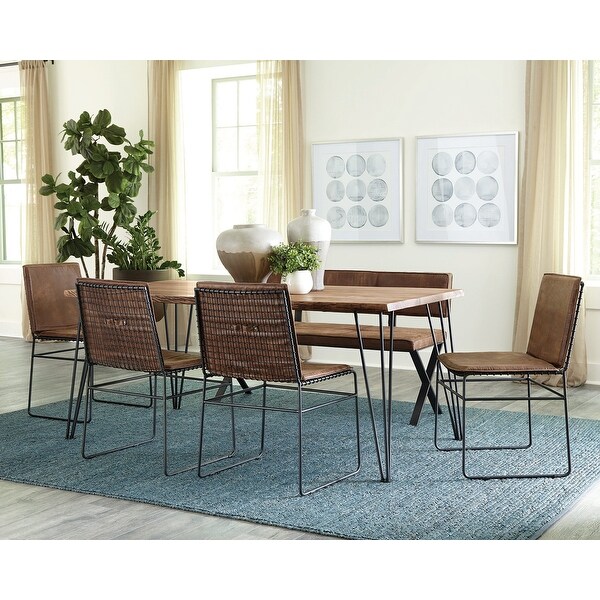 Upholstered Dining Bench in Antique Brown and Black Bed Bath