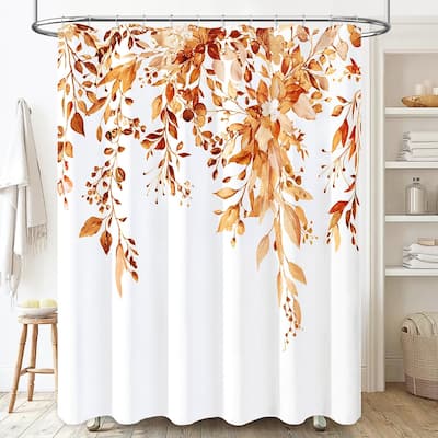 Orange Eucalyptus Shower Curtain, 72"x72", Watercolor Botanical