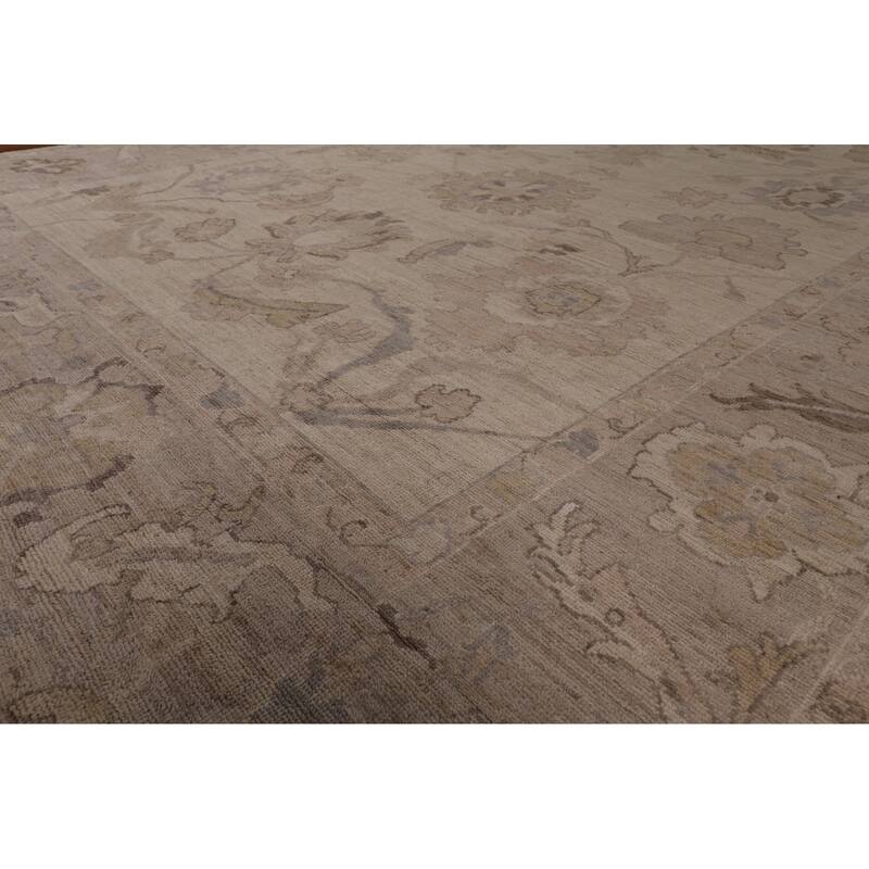 Vegetable Dye Oushak Turkish Rug Handmade Transitional Wool Carpet - 9'0" x 12'7"