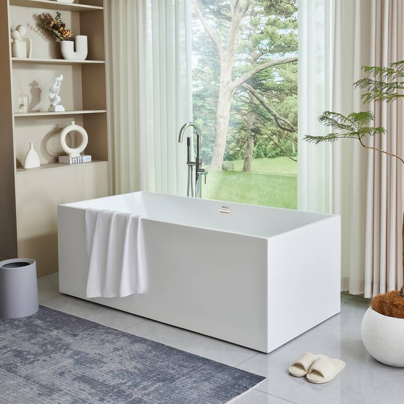 Vanity Art 59" Acrylic Freestanding Soaking Bathtub