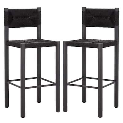 SAFAVIEH Couture Outdoor Patio Furniture Romona 30-inch Barstool, Fully Assembled (Set of 2) - 18"W x 20"D x 43"H