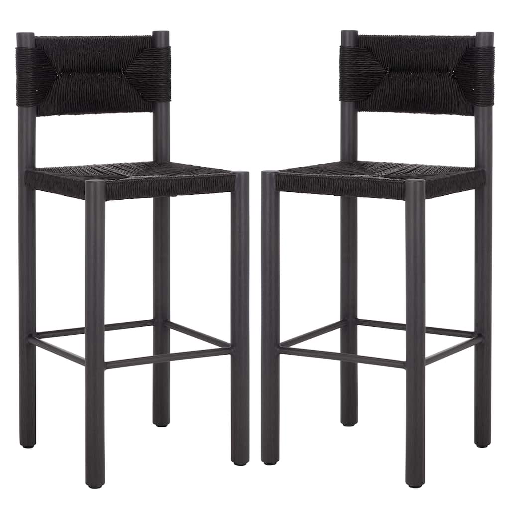 SAFAVIEH Couture Outdoor Patio Furniture Romona 30-inch Barstool, Fully Assembled (Set of 2) - 18"W x 20"D x 43"H