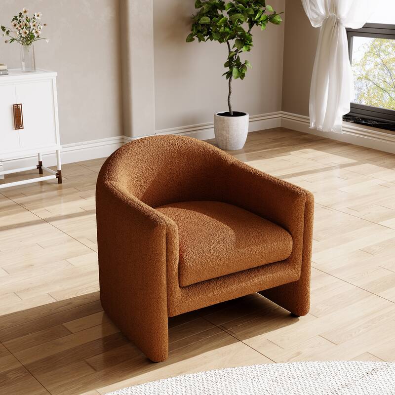 32.3" Wide Upholstered Barrel Boucle Velvet Accent Chair