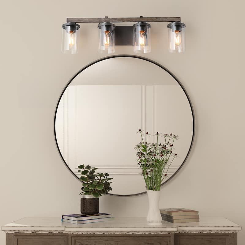 Farmhouse 3/4-Light Bathroom Vanity Light Cylinder Glass Wall sconces