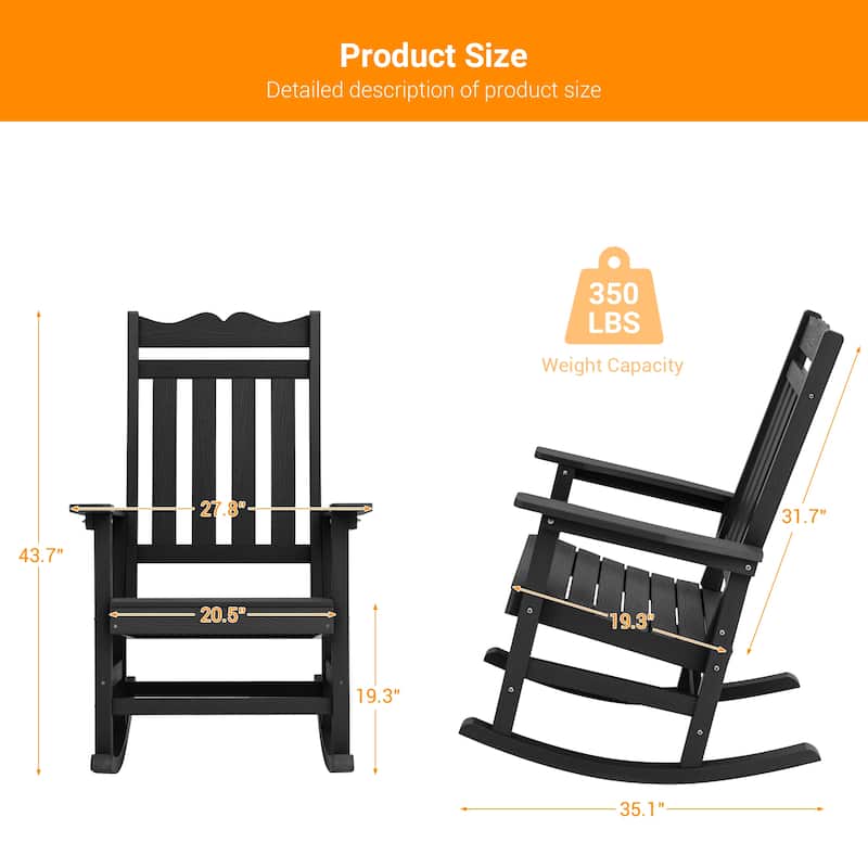 BONOSUKI Outdoor Adirondack Rocking Chair,Fire Pit Chair-Set of 2