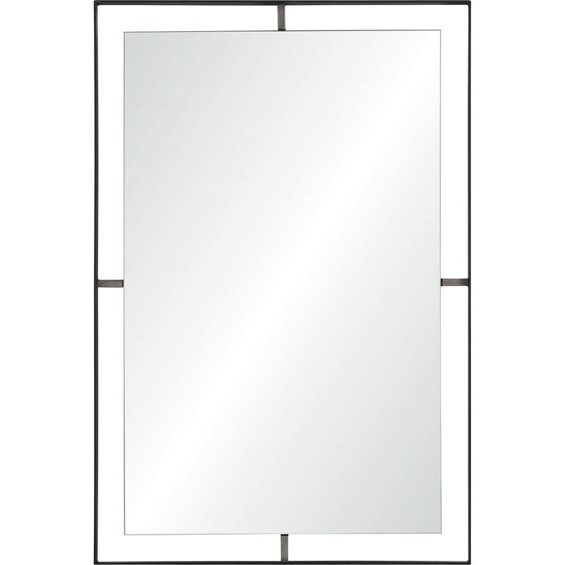30.5" Black Semi-Detached Framed Rectangular Wall Mirror