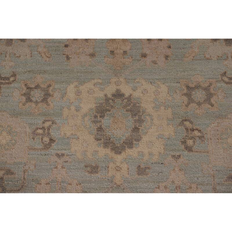 Vegetable Dye Oushak Area Rug Hand-Knotted Blue Wool Carpet - 8'3" x 10'0"