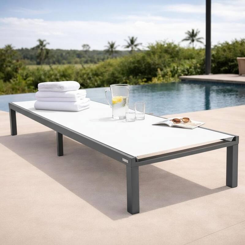 Marlin Outdoor Chaise Lounge Chair - Stackable Adjustable Recliner Sun Lounger for Pool, Beach, Patio, or Backyard