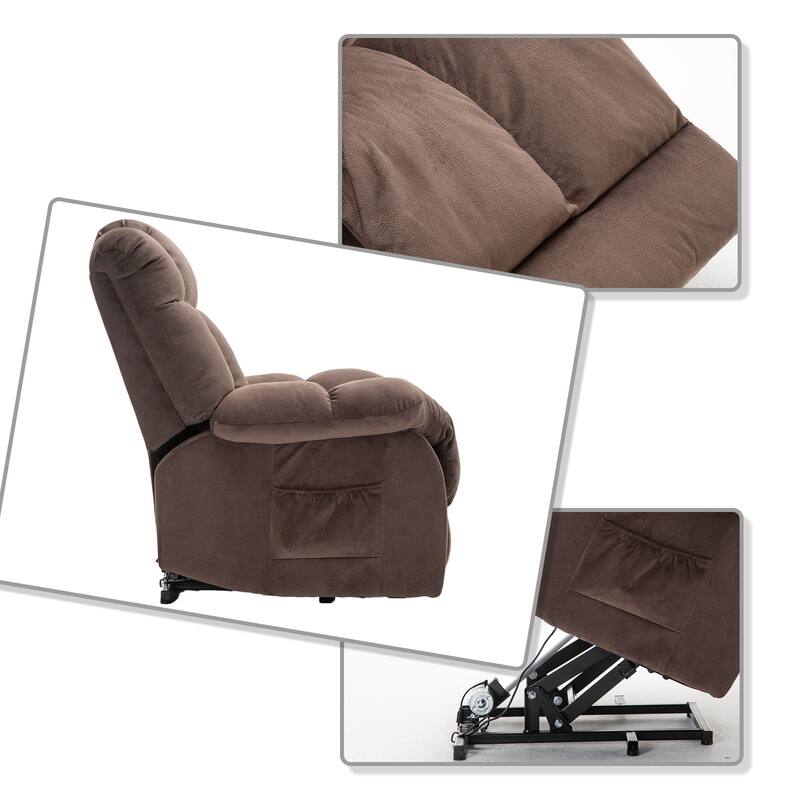 Classic Vintage Velvet Upholstered Power Leisure Recliner with Lift Base