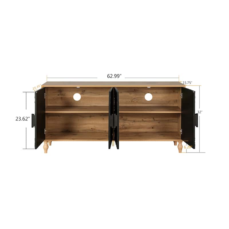 Lily Carved Flower Door Large Storage Sideboard Cabinet with Shelves by GDFStudio
