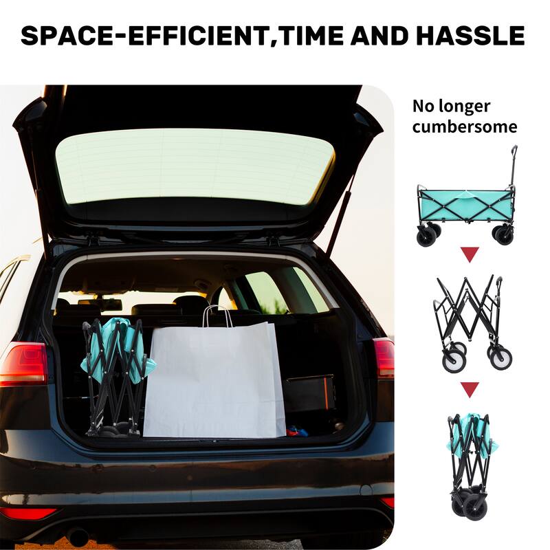 440lb Heavy Duty Folding Wagon with Straps & 3 Bags - Beach & Camping