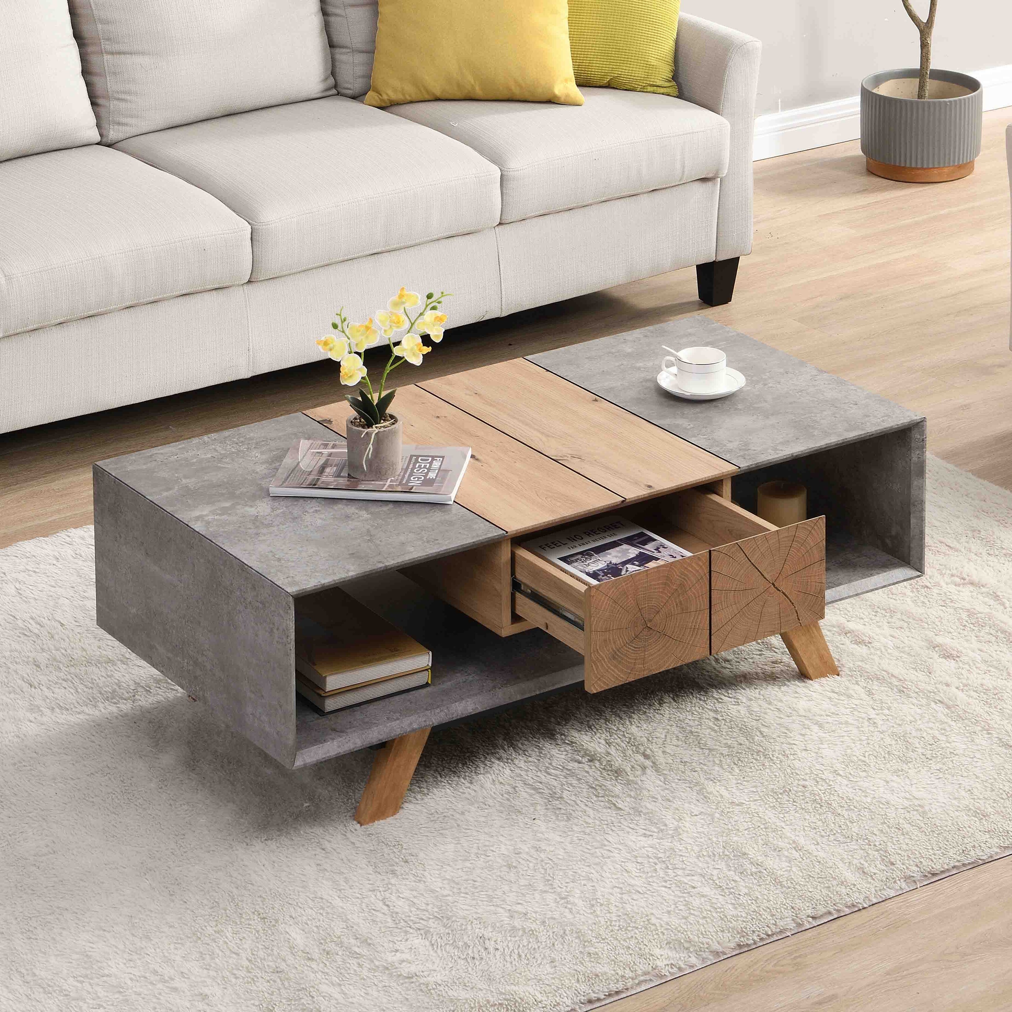 Hidden drawer on sale coffee table