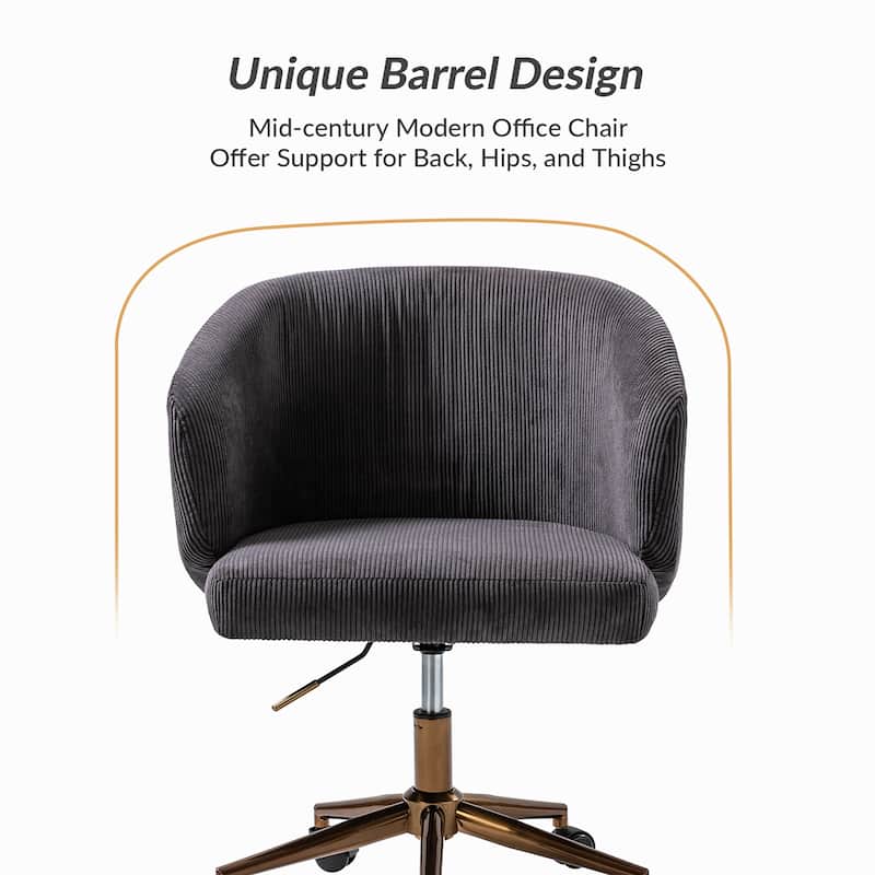 Astore Modern Corduroy Ergonomic Barrel Swivel Office Chair with Height-Adjustable by HULALA HOME