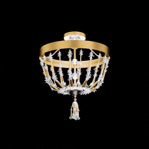 Bali 16in 1-Light LED Semi-Flush Mount 3000-3500-4000K CCT with Clear Optic Crystal - 16