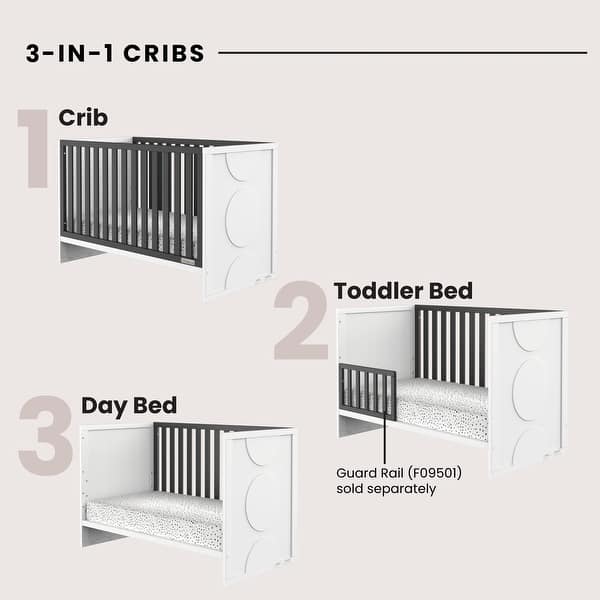 dimension image slide 1 of 4, Orbit 3-in-1 Euro Crib, Matte White