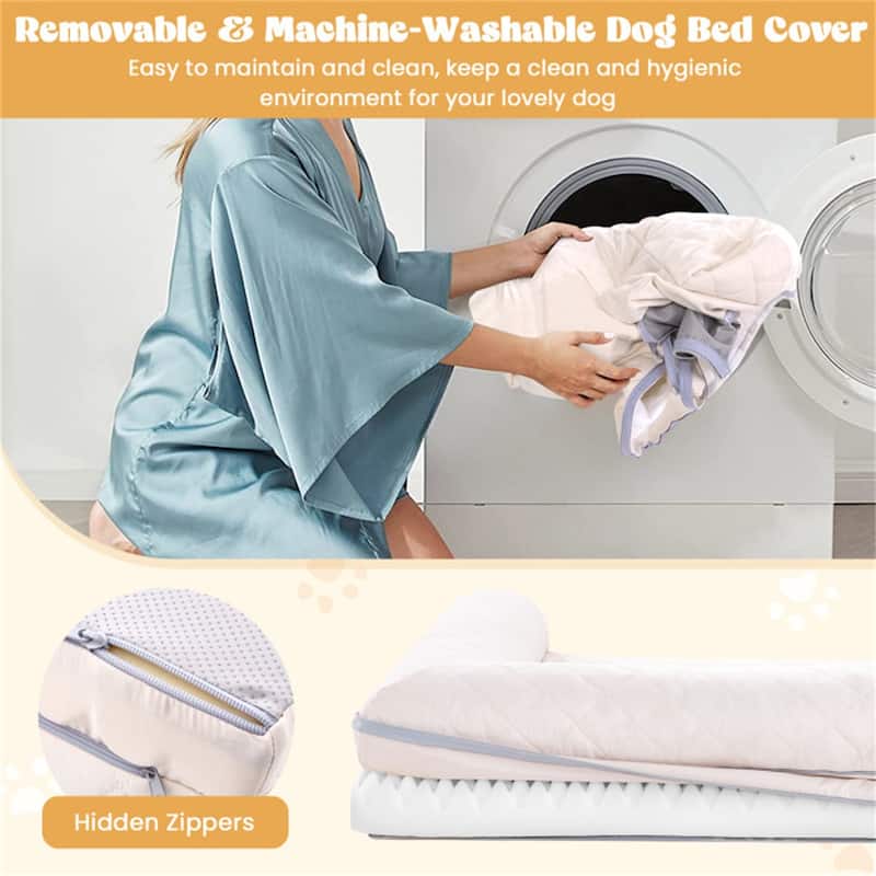 36-Inch Orthopedic Dog Bed with Egg-Crate Foam, 3-Sided Bolster, Removable Washable Cover - 36" x 27" x 7"