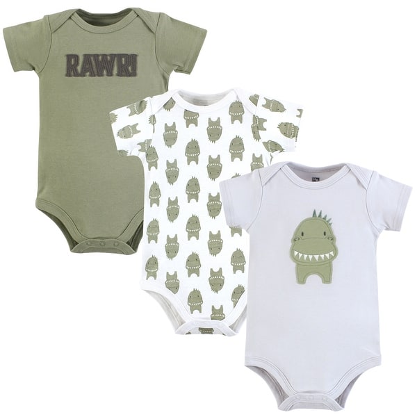 slide 1 of 1, Hudson Baby Infant Boy Cotton Bodysuits, Modern Dino 0-3 Months - Modern Dino