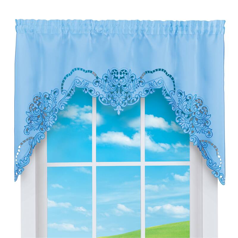 Elegant Embroidered Scroll Swag Valance - 6.250 x 6.000 x 1.500