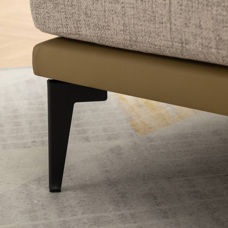 Modern 28.9" Two-tone Barrel Fabric Chair with Broad and Thick Cushion and Sturdy Metal Legs for Living Room