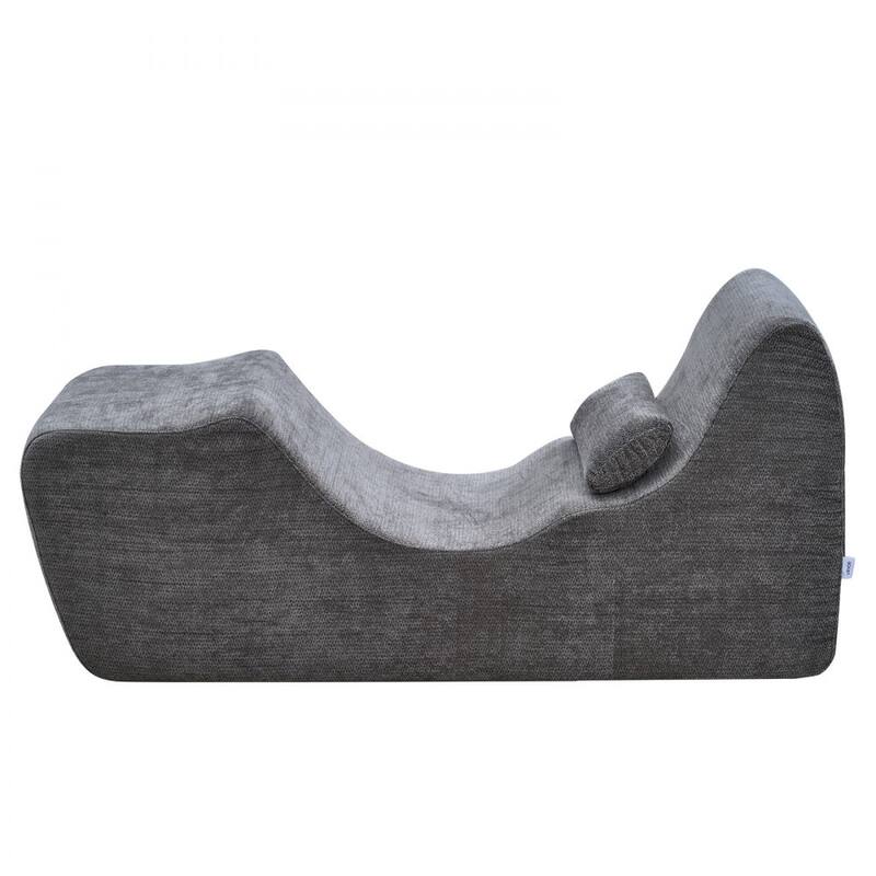 Grey Upholstery Yoga Chaise Lounge with Ergonomic Design and Wide Side Platform - 59.84 x 23.62 × 27.56 in