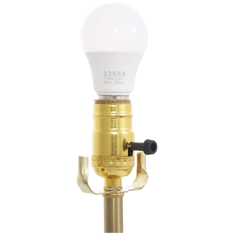 Metal Inverted Cone Shaped Room Accent Lamp with Glass Ball Accent and Square Base - Gold - Roche River Decor