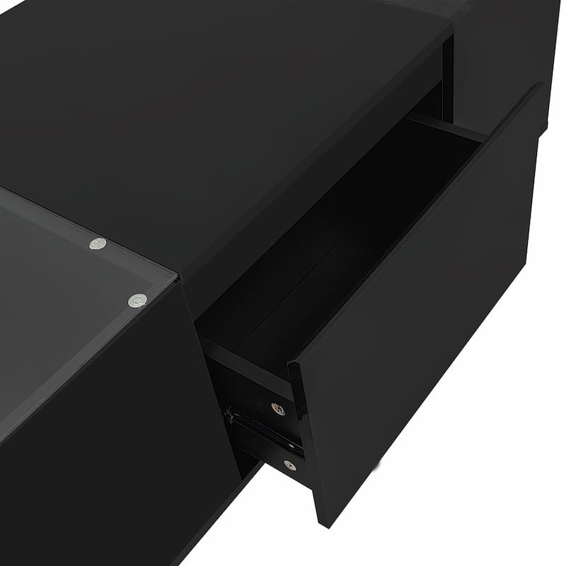 Modern LED CoffeeTable with High-Gloss Finish and Glass Tabletop